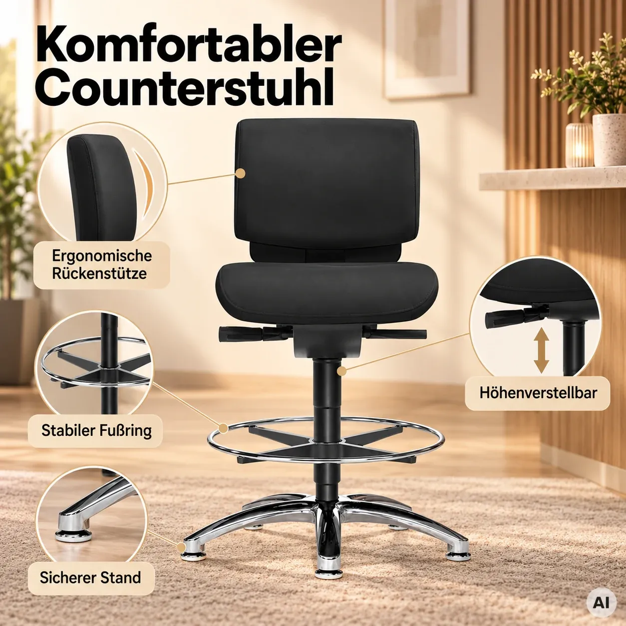 Water H - Bequemer Counterstuhl